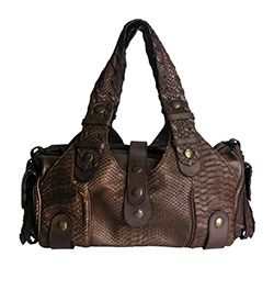 Python Silverado Satchel Bag, Leather, Green/Khaki, DB, 2*